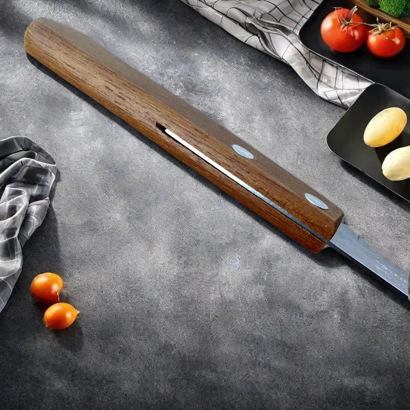 Wood Handle Fine Tooth Serrated Steak Knife Set Cutlery Stainless Steel Sharp Serrated Table Knife Dishwasher Safe Suitable