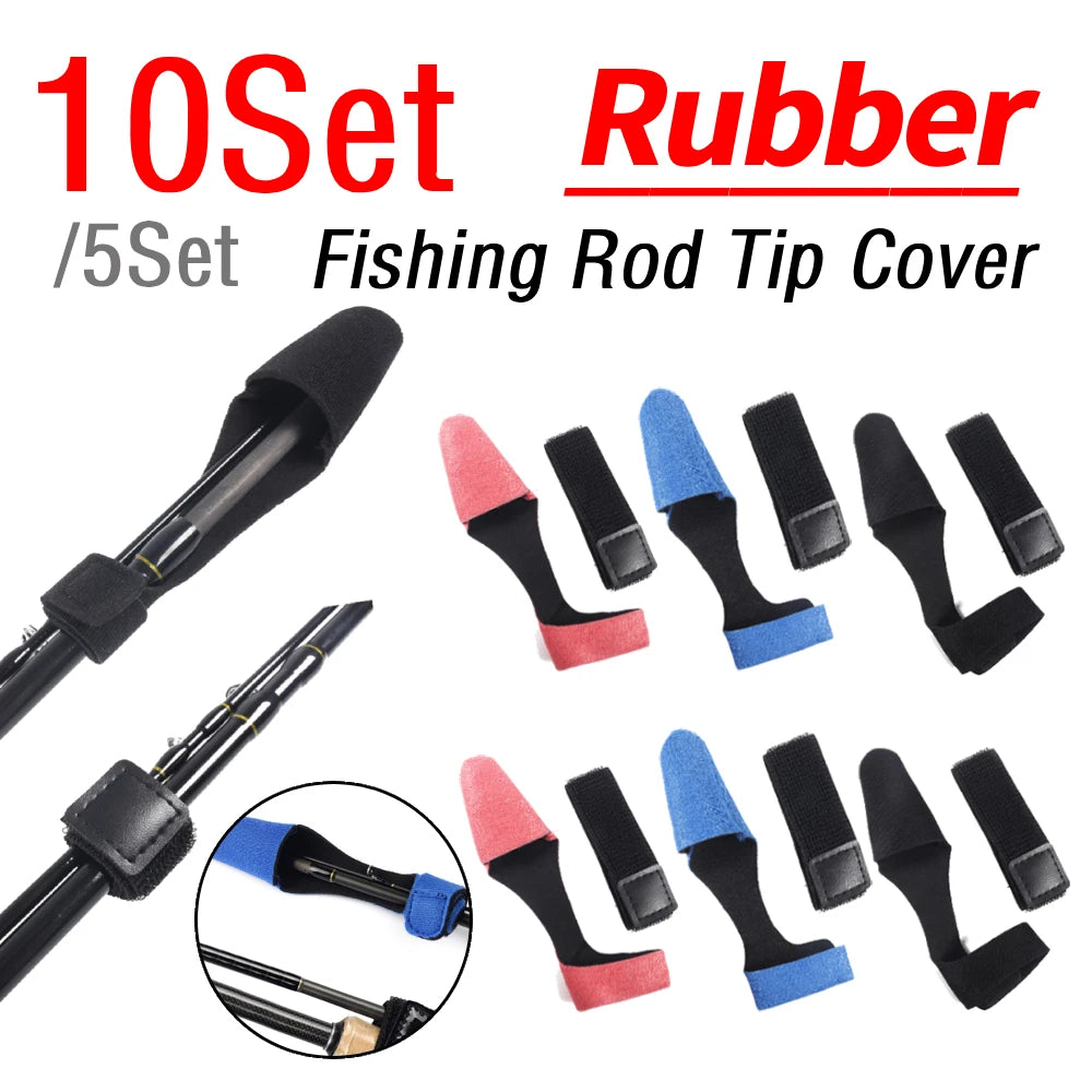 5/10Set 2Pcs/Set Fishing Rod Pole Protector Case Cover Sleeve Fishing Rod Fastener Belts Rubber FIsh Pole Fastening Belt Strap