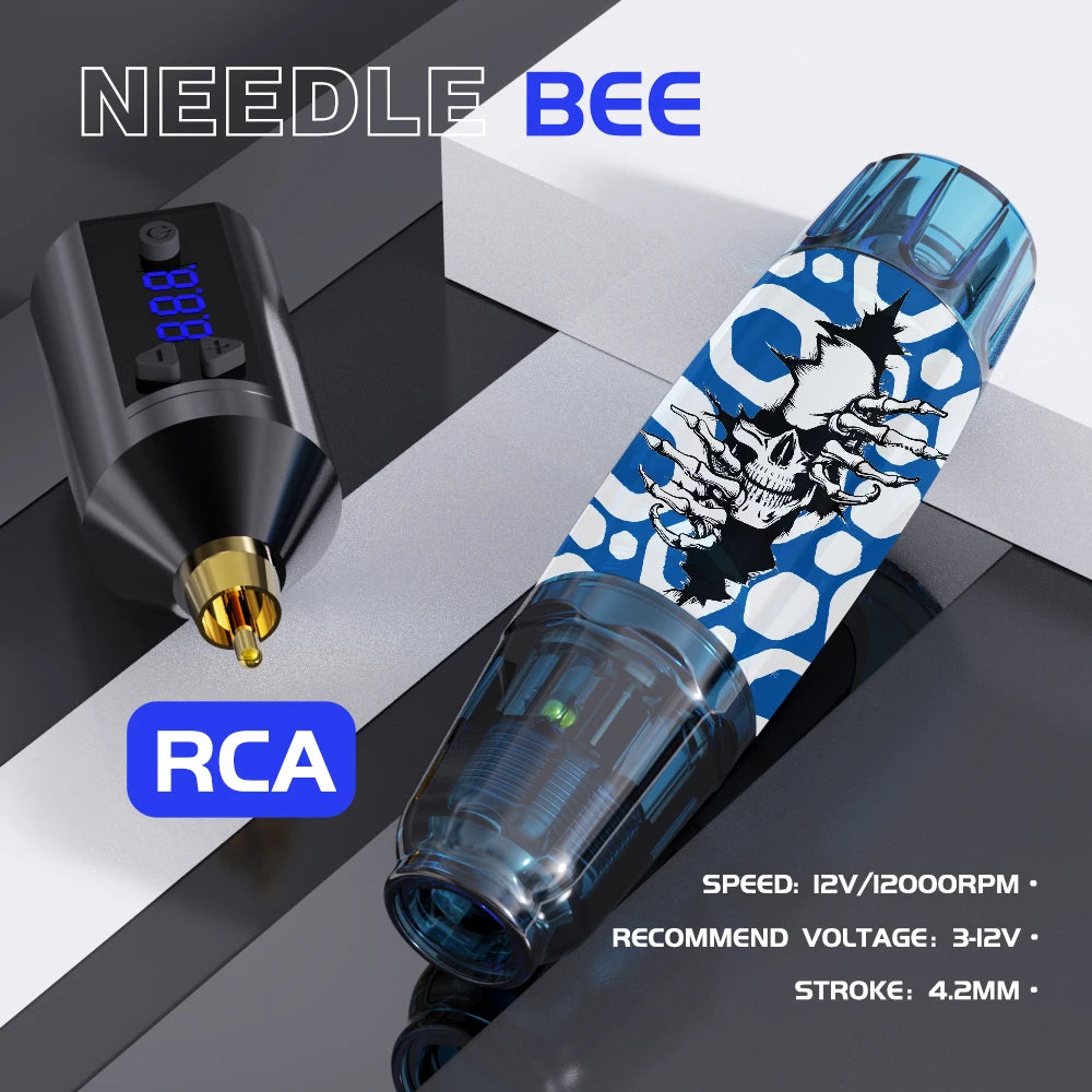 Wireless Tattoo Pen Kit, Wireless Tattoo Machine, Includes 10 Tattoo Needles and 2 Disposable Cap Tattoo Ink Cups, Tattoo Pen Machine Pen Holder, Transfer Paper and Other Tattoo Supplies, Suitable for Tattoo Beginners and Tat
