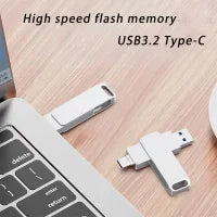 USB 3.2 Gen 1 Type‑C Dual Interface Metal Flash Drive, High‑Speed Waterproof Pen Drive for PC Laptop, 4TB 8TB 16TB Storage