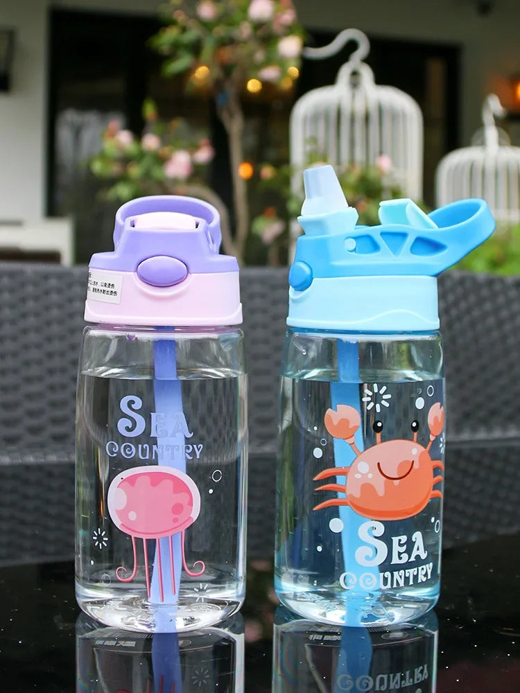 Vaso Sippy Cartoon para Niños con Pitillo | Antiderrame | Portátil Exterior 🍼