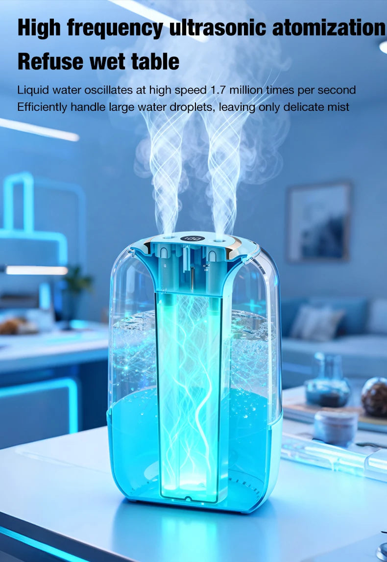 2200ML Air Humidifier USB Double Spray Port Mist Spray Heavy Fog Aroma Diffuser Essential Oils Color Light for Home Bedroom Gift