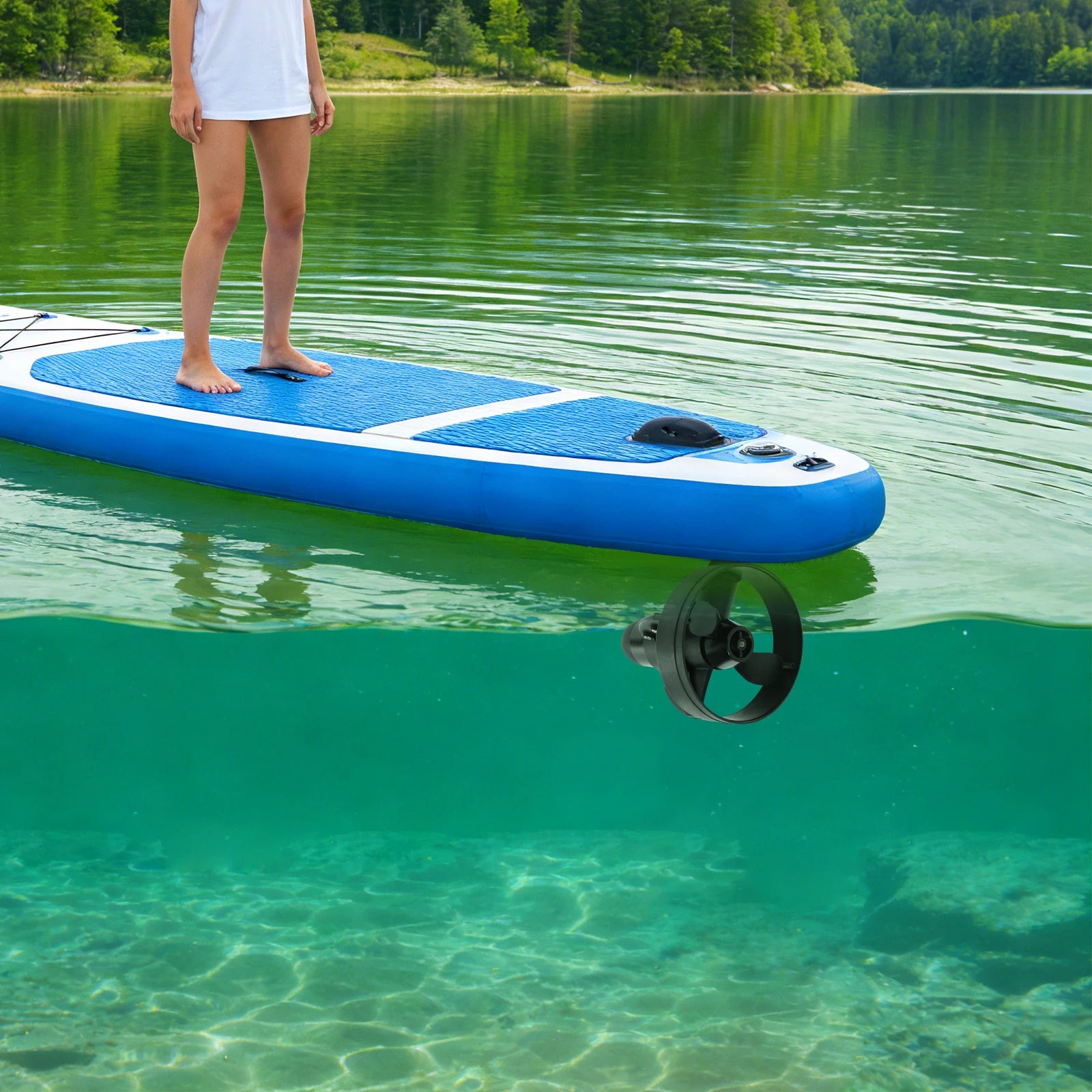 440lbs Thrust Electric Motor, 12v 288w Underwater Thruster with Propeller and Storage Bag for SUP and Paddle Board