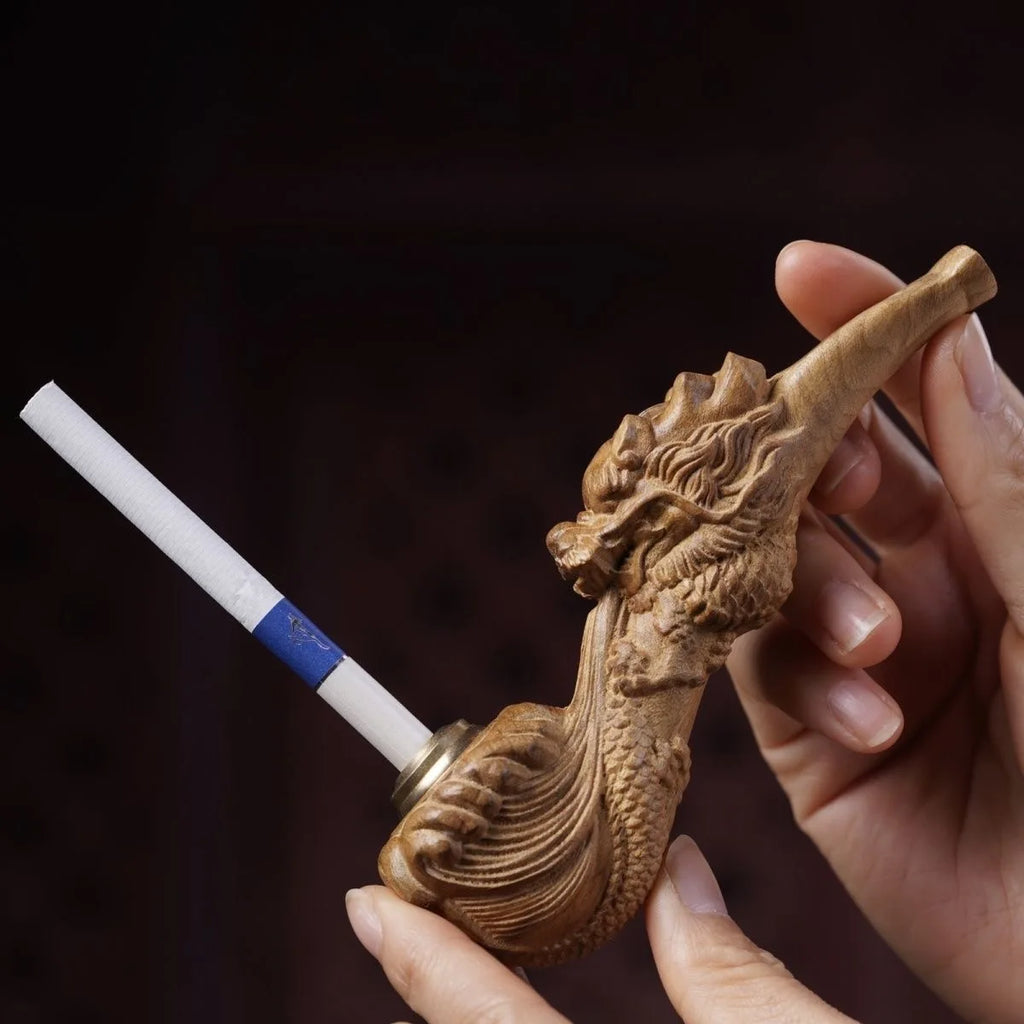 Rosewood Tobacco Pipe for Men, Removable Washable Exquisite Carving Cigarette Holder Pipes Smoking Accessories Gifts Father Male