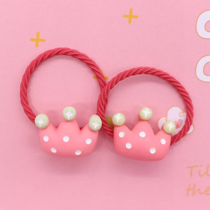 2Pcs/Set Halloween Gift Resin Strawberry Hair Accessories Colorful Hair Ties Children's Rubber Bands Kid Headband Scrunchies
