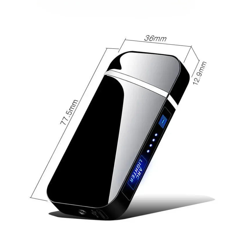 Smart Windproof Flameless Plasma Lighter | Double Arc USB Rechargeable | LED Power Display Touch | Metal Body