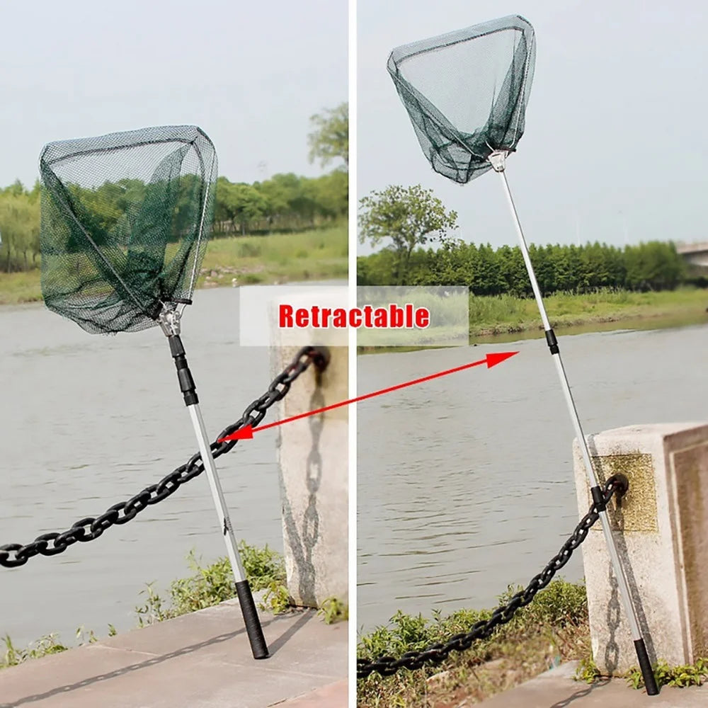 Extendable Folding Fishing Landing Net 55‑190cm Aluminum Alloy Mesh Safe Fish Catching & Releasing
