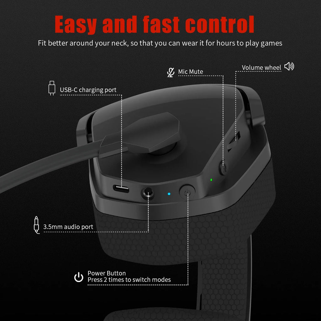 NUBWO G06 Dual Wireless Headsets Gamer with Microphone for PS5, PS4, PC, Mobile, Switch, 2.4GHz Bluetooth 5.3 Gaming Headphones
