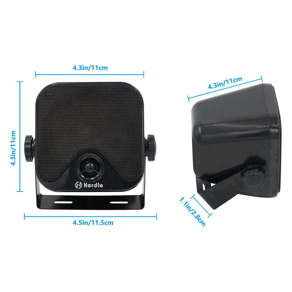 Herdio 4'' Bluetooth Marine Speakers 100W Heavy Duty Waterproof- Surface Mounted for Camper ATV UTV RZR Golf Cart Boat