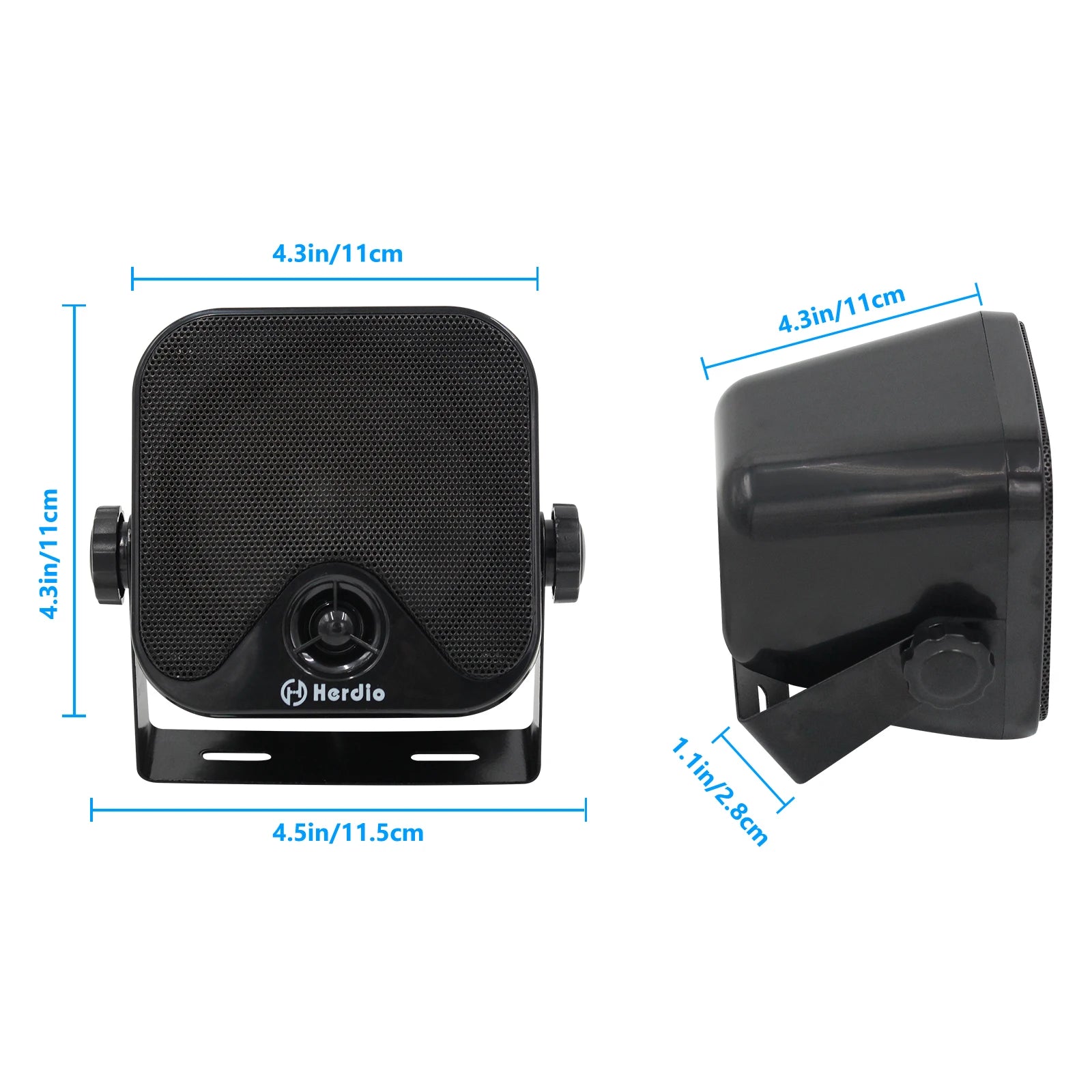 Herdio 4''  Waterproof Speaker Bluetoot Marine 100W Heavy Duty Boat Surface Mounted For Camper Skid Steer ATV UTV RZR Golf Cart