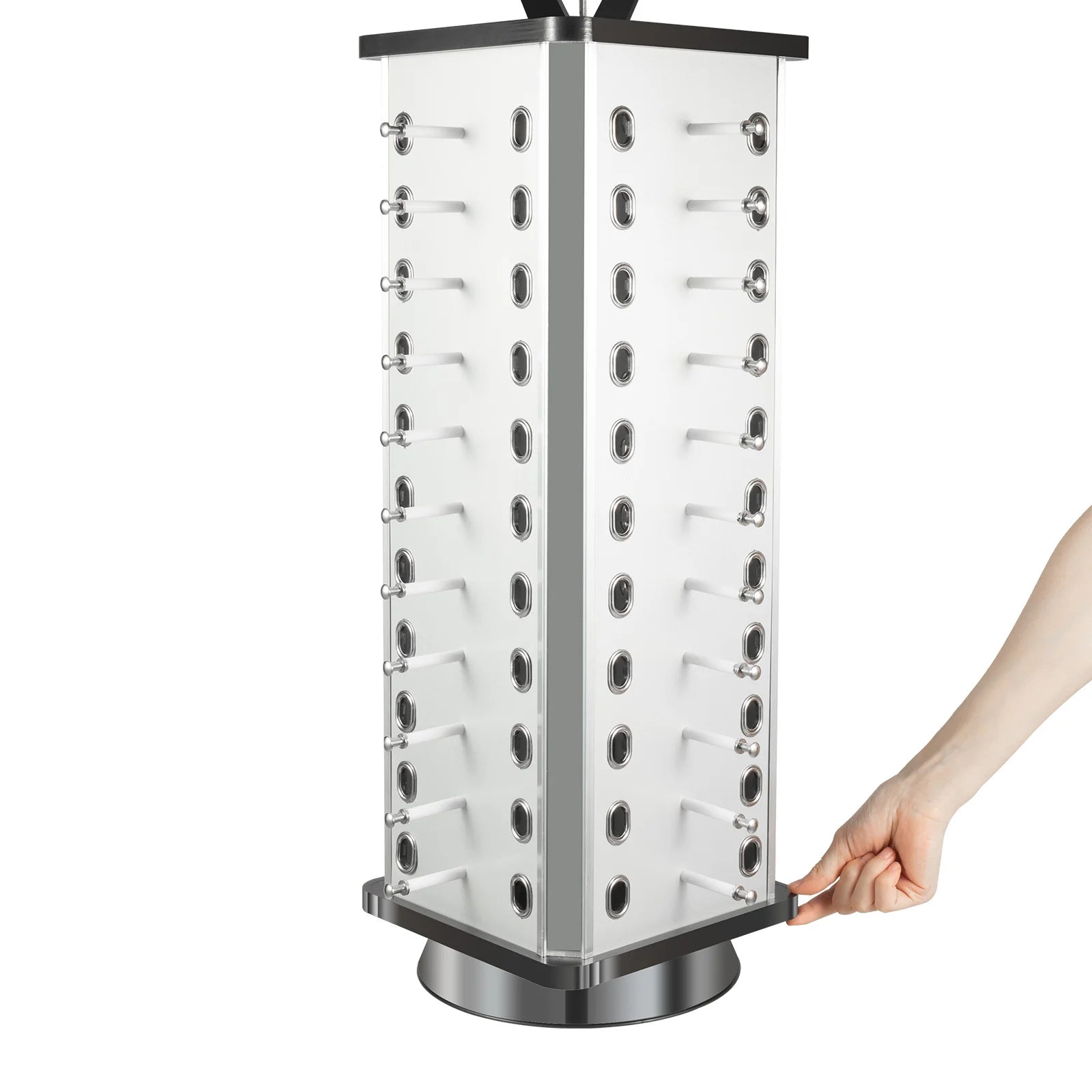 44 Pairs Rotating Eyeglasses Display Stand with 2 Mirrors 86cm Large Capacity Freestanding Sunglass Holder for Shops