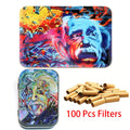 18cmX12.5cm Classic Rolling Tray & Portable Metal Tin Strong and Sturdy Metal and Equipped with cigarette paper filter(100)