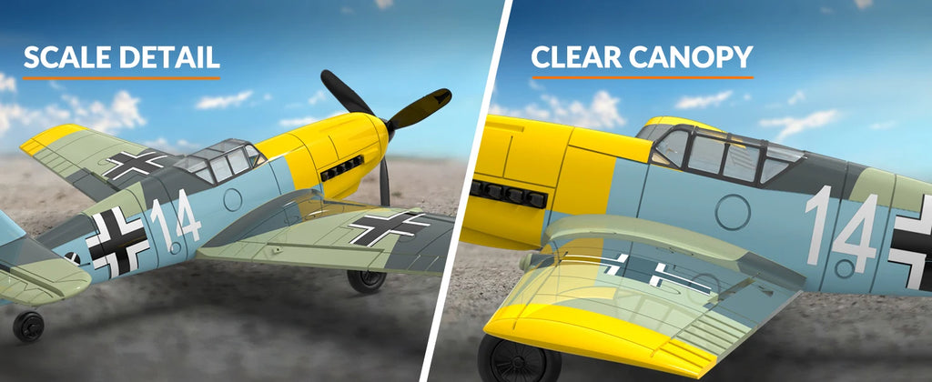 VOLANTEXRC Avión RC BF109 | 4 Canales | RTF | Alerón y Giroscopio | Acrobacias | 3 Modos | Fácil para Principiantes