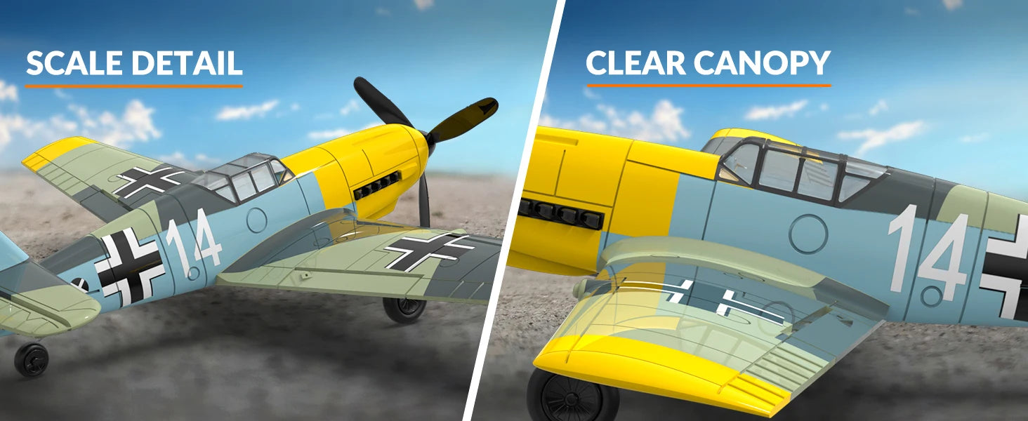 VOLANTEXRC Avión RC BF109 | 4 Canales | RTF | Alerón y Giroscopio | Acrobacias | 3 Modos | Fácil para Principiantes