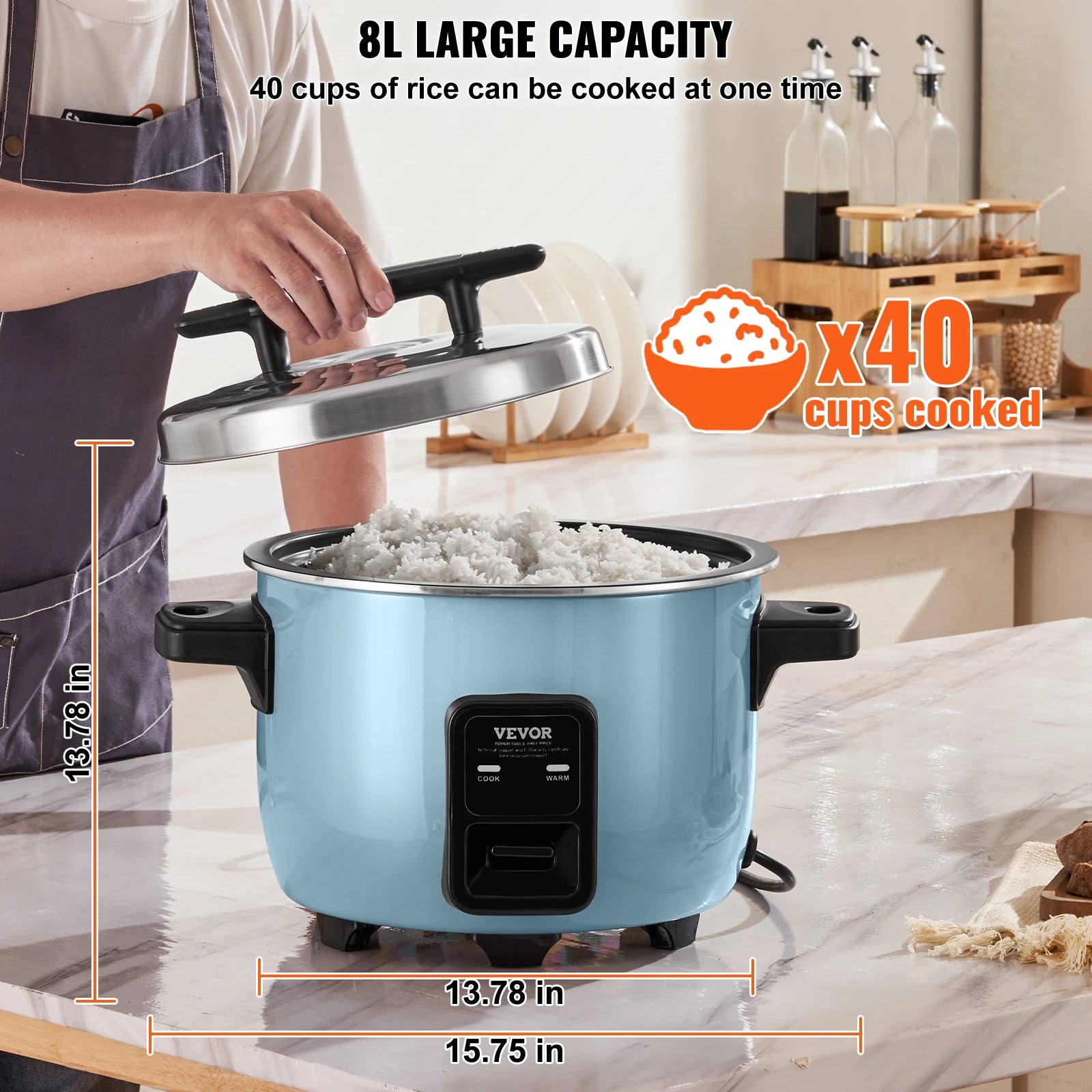 SucceBuy Arrocera Comercial 8L/10L/13L | Olla Aluminio Antiadherente | Calor 24h | Restaurante y Buffet