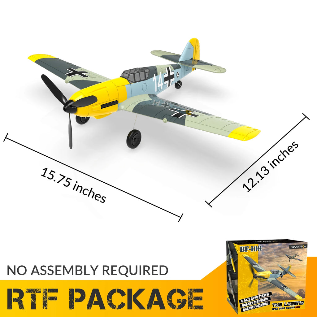 VOLANTEXRC Avión RC BF109 | 4 Canales | RTF | Alerón y Giroscopio | Acrobacias | 3 Modos | Fácil para Principiantes