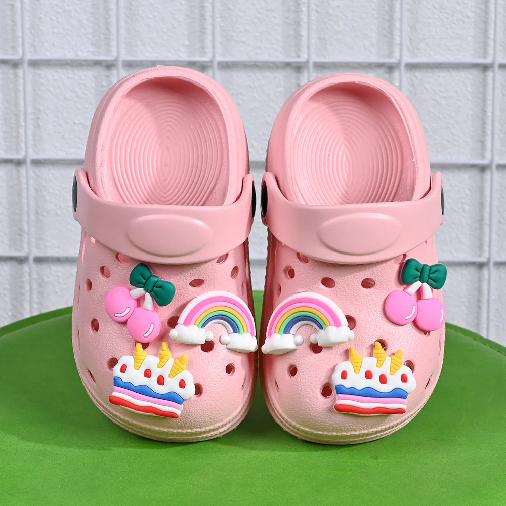 New Summer Children's Slippers Rainbow Cherry Cake Casual Sandals - Breathable Non-Slip for Boys Girls - Home & Beach Wear