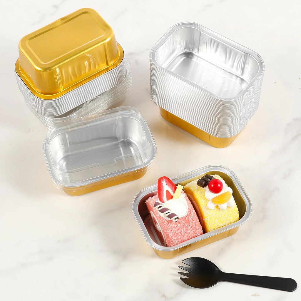 50/100pcs Moldes Mini de Aluminio con Tapa y Cuchara | Muffins y Chocolates 🍰