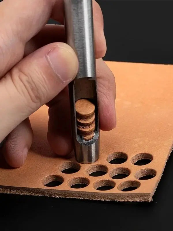 10-Piece Set Carbon Steel Faux Leather Punch Kit - round Cutter for Watch Straps Belts And Paper Art with Smooth Edge Design