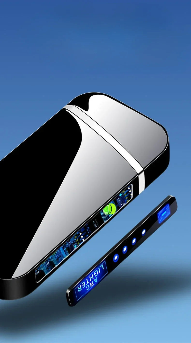Smart Windproof Flameless Plasma Lighter | Double Arc USB Rechargeable | LED Power Display Touch | Metal Body
