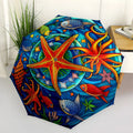 Underwater Paradise Umbrella - Automatic Open/Close, Compact 3-Fold Travel Umbrella with Marine Life Design (Starfish, Tropica