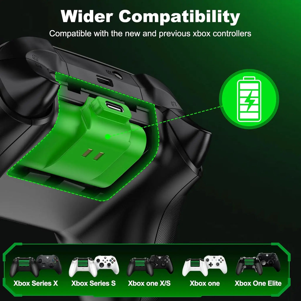 BEBONCOOL Batería Recargable NI-MH + Cable USB-C | Control Xbox One X/S/Elite | Juega y Carga