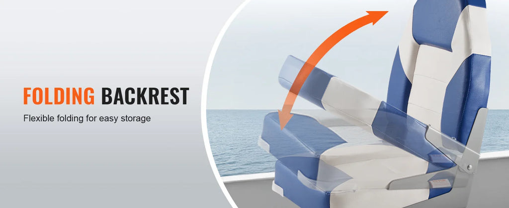 SucceBuy 21.85" High Back Boat Seat Folding Boat Chair with Thickened Sponge Padding Fold-Down Boat Captain Chairs 2-Pack