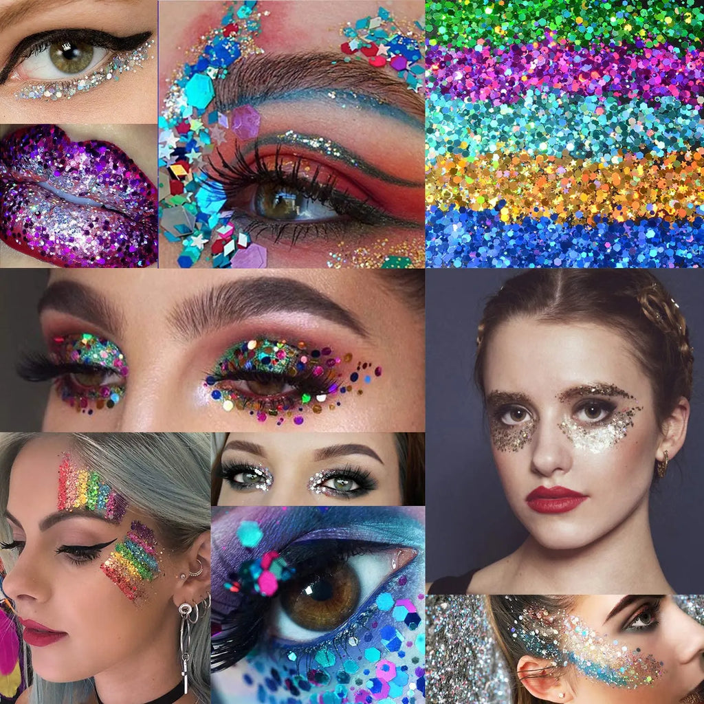 24 Colors Holographic Chunky Glitter 24 Colors Total Laser Nail Glitter Flakes Chunky Holographic Laser Nail Glitter 2030