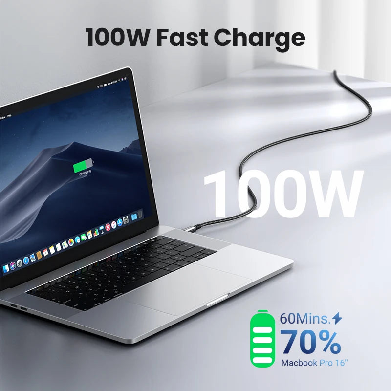 UGREEN Cable USB-C 100W 5A | QC4.0 | Trenzado Aluminio | iPhone 17/16/15, MacBook, Samsung S25/S24