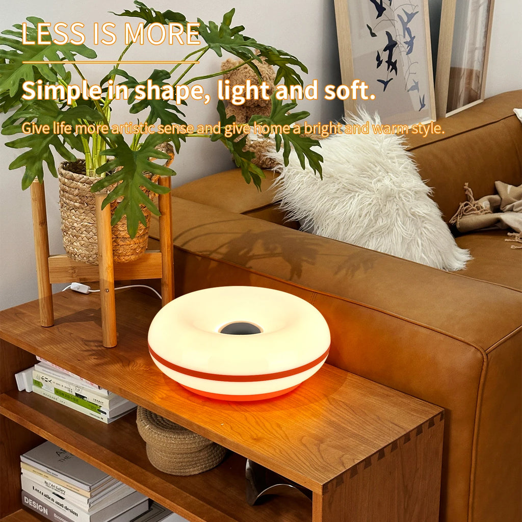 Bauhaus donut table lamp USB plug bedroom bedside decorative light living room dining room ambient light（Not glass）