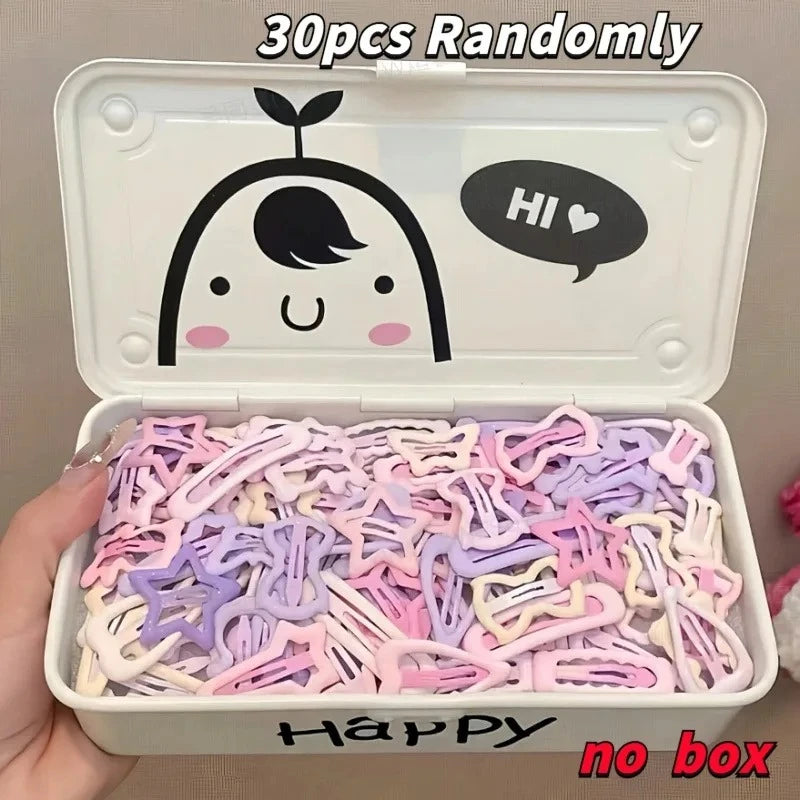 30pcs Mixed Pack Heart-shaped and Bow-shaped Hair Clips Suitable for Girls As Party or Holiday Gifts Hair Accessories