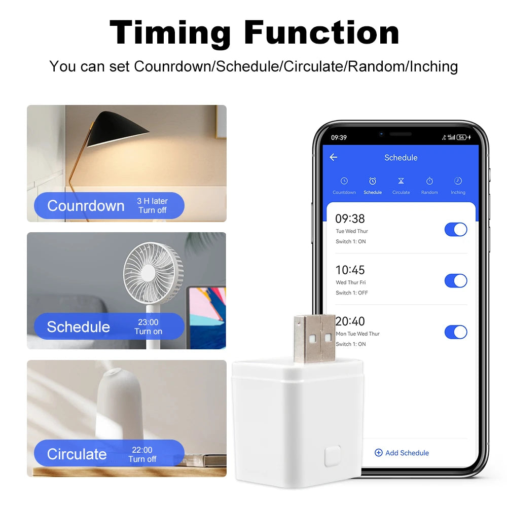 Work With Tuya WiFi/Zigbee Smart Micro 1 2 3 USB Adaptor Switch 5V Mini USB Power Adaptor Plug for Alexa Google Yandex Alice