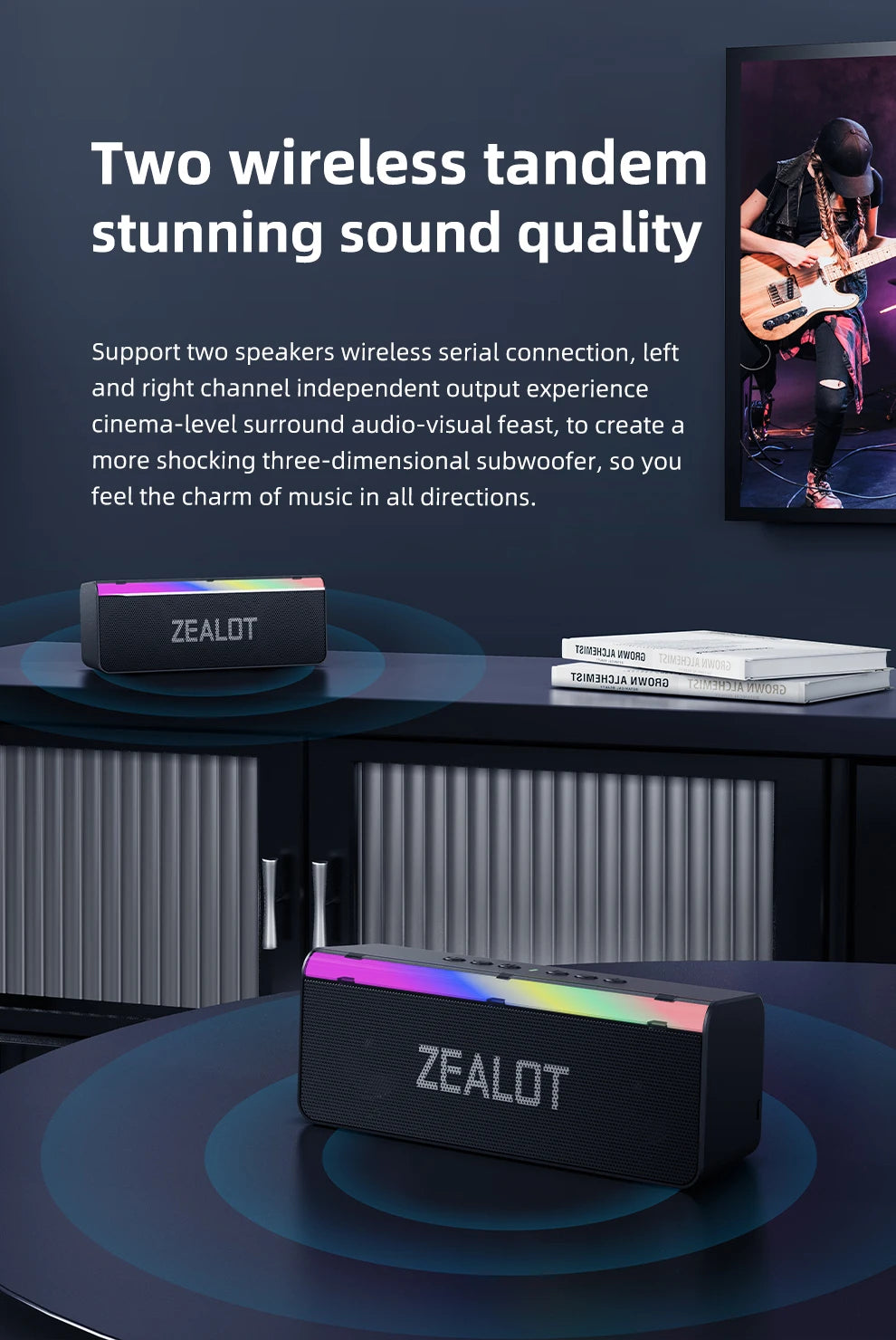 Zealot-S72 Outdoor Bluetooth Speaker 20W Superior Sound and Bass Music Sound Box IPX6 Waterproof 10H Playtime Portable Speaker