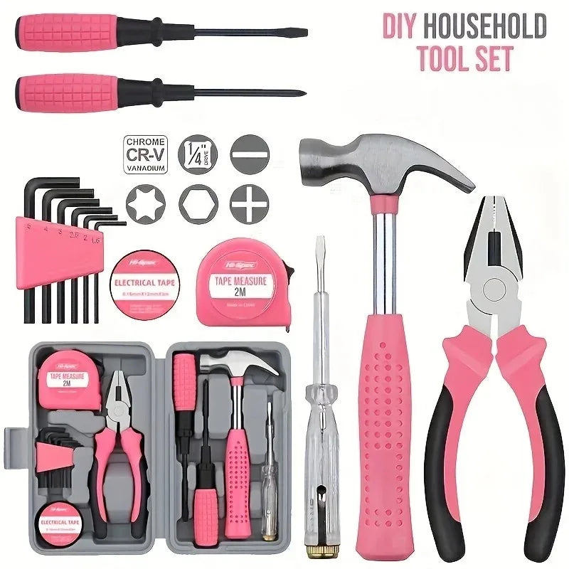 Multi-functional household toolbox, comprehensive set of hardware tools, combination tape measure, manual repair tool kit