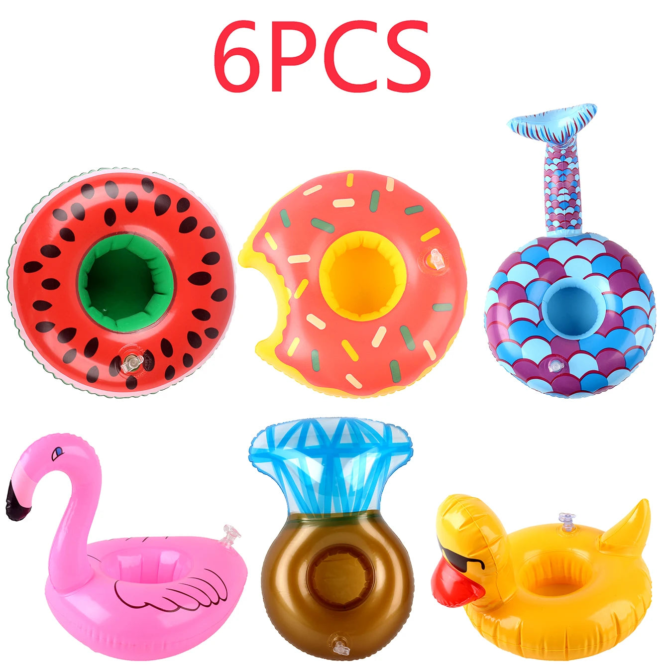 3/6/12PCS Floating Cup Holder Inflatable Swimming Pool Drink Cup Stand Cooler Table Party Supplies for Pool Beach Swimming