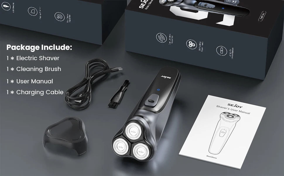 Sejoy BLASTO1 Electric Shaver for Men Rechargeable Electric Razor Triple Floating Head Shaving Machine Beard Trimmer Gift