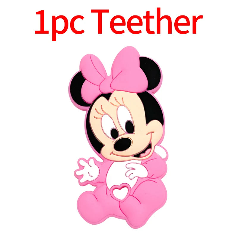 1/3/10pcs Silicone Mickey Teething Beads Food Grade Cartoon Shape Baby Teethers Toys DIY Pacifier Clips Chain Accessories