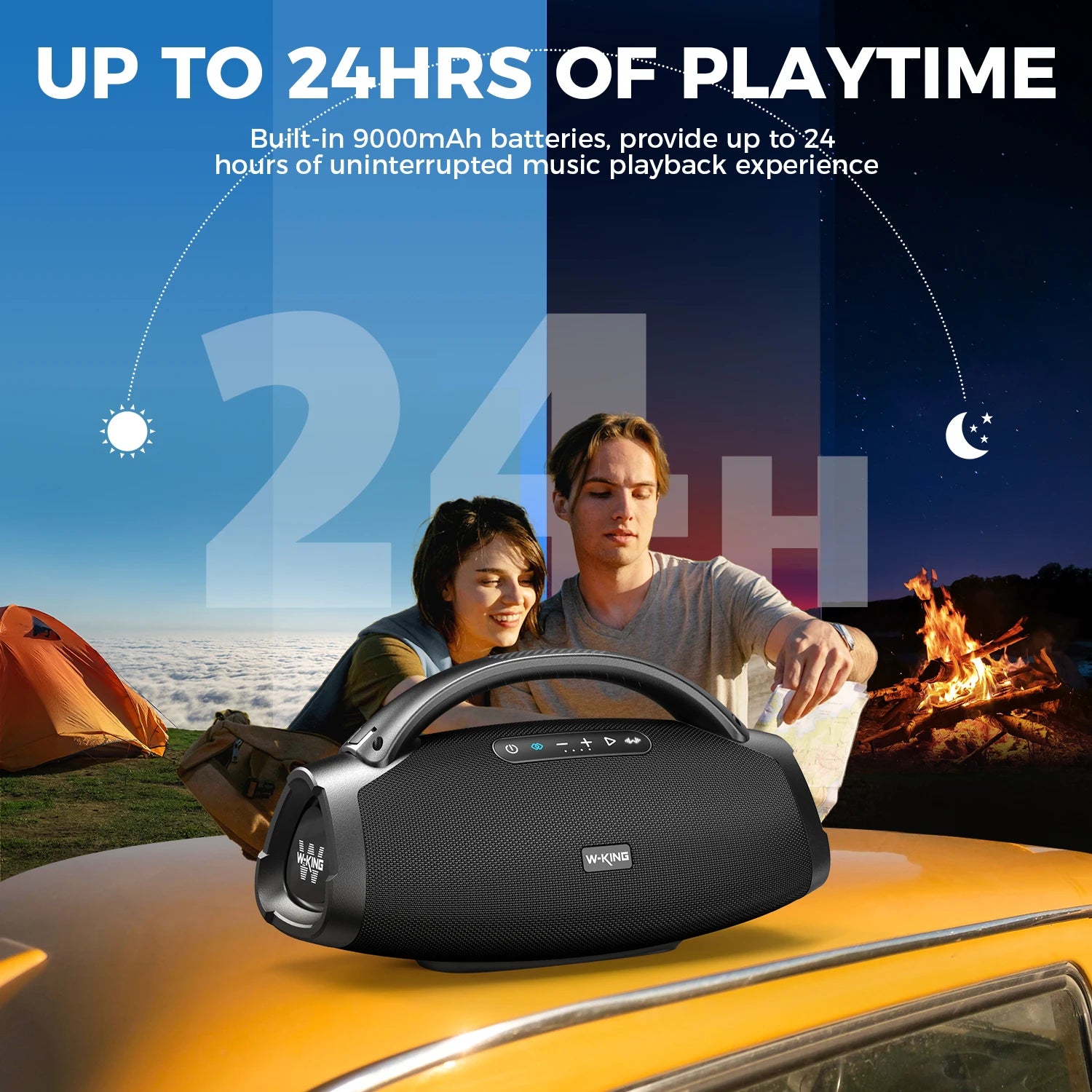 W-KING D20 Portable Bluetooth Speakers,200W RMS Massive Bass Party Boombox IPX7 Waterproof Speaker Large, Loud Outdoor Speaker