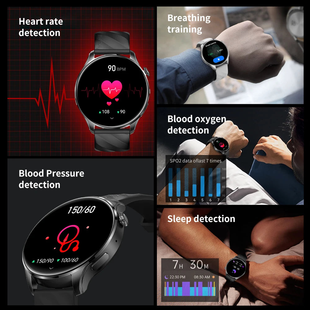 KUMI GW5 Pro Smartwatch 1.43" AMOLED IP68 Waterproof Bluetooth 5.2 Fitness Tracker Heart Rate Blood Oxygen Monitor