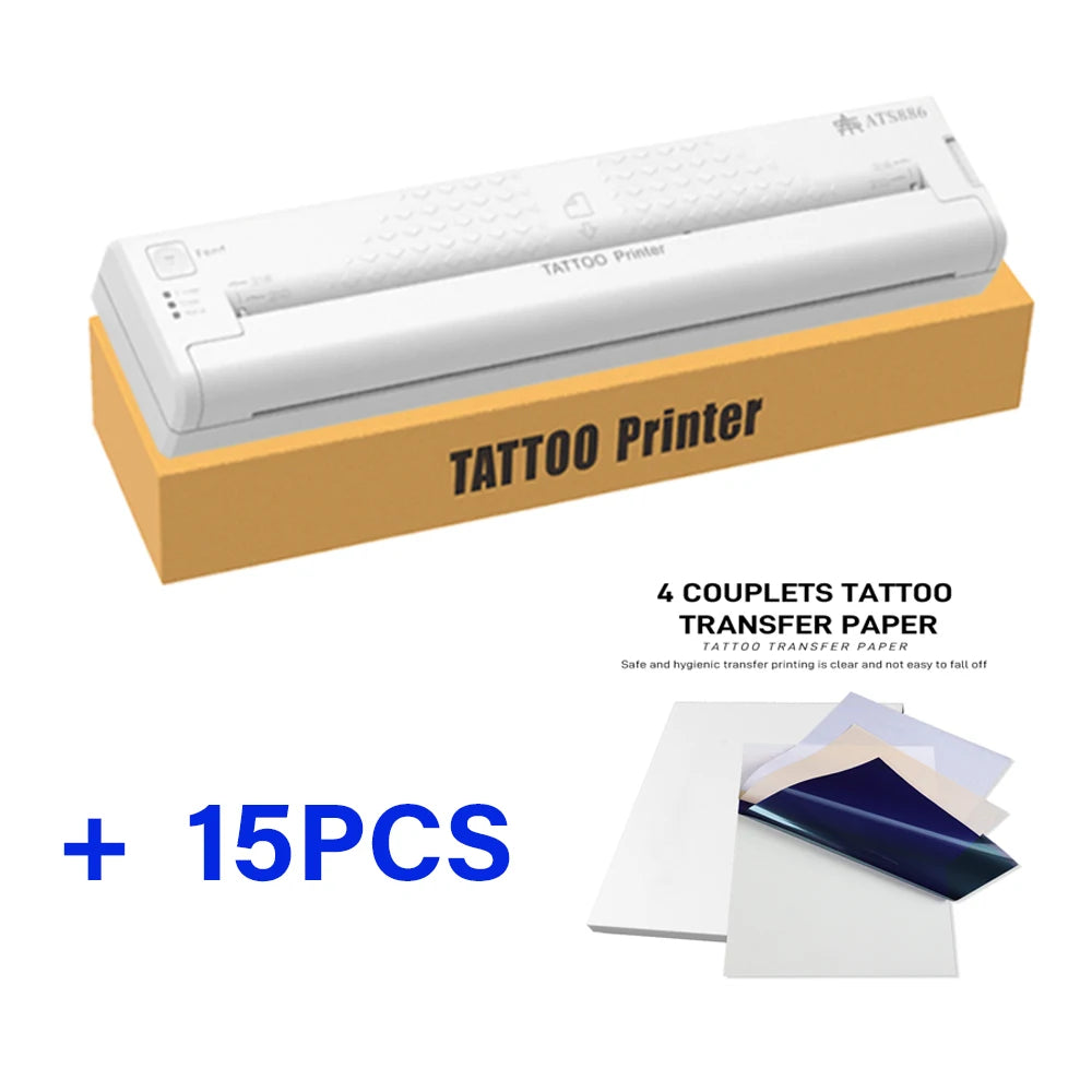 Yilong Ats886 Tattoo Printer Wireless Tattoo Stencil Printer Professional Thermal Transfer Bluetooth Portable Printer Copier