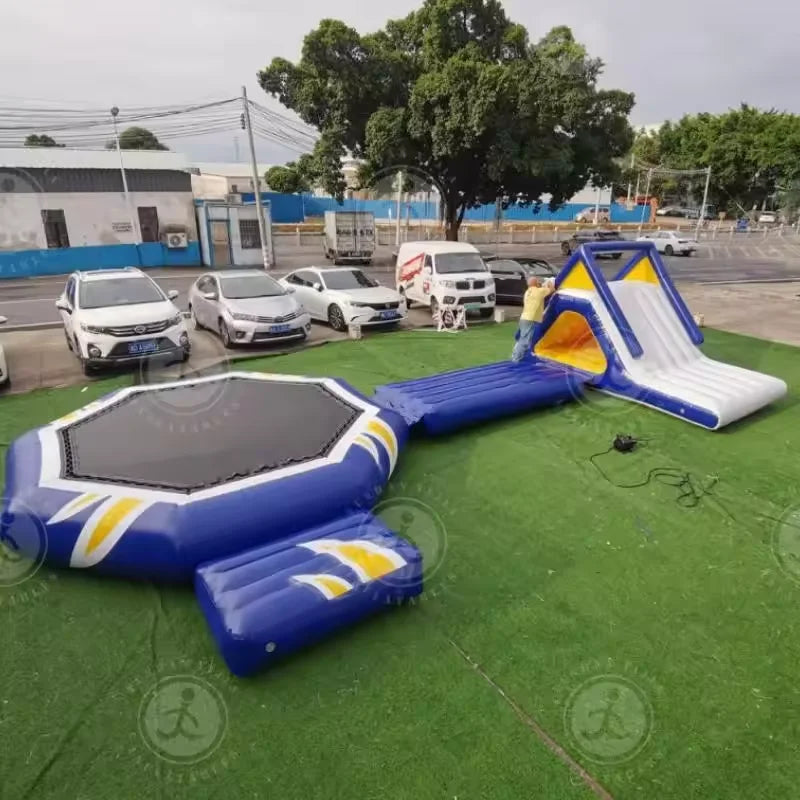 Parque Acuático Inflable Flotante con Tobogán | Trampoln | Niños y Adultos 🌊 - Firu Total Sales