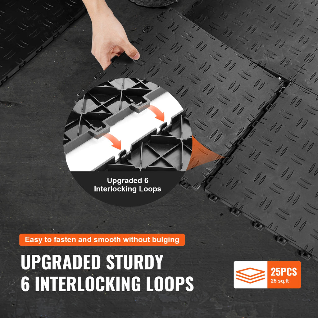 SucceBuy Garage Tiles Interlocking 12in25/50PcsGarage Floor Covering Tiles Non-Slip Double-Sided Texture for Garages Repair Shop