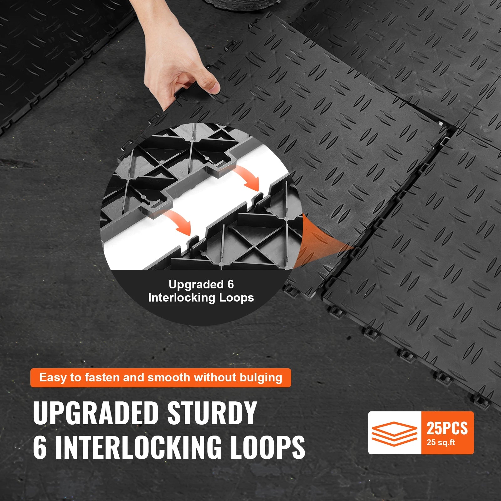SucceBuy Garage Tiles Interlocking 12in25/50PcsGarage Floor Covering Tiles Non-Slip Double-Sided Texture for Garages Repair Shop