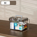storage box Home plastic first aid box with handle Transparent home emergency tool kit Drug storage box