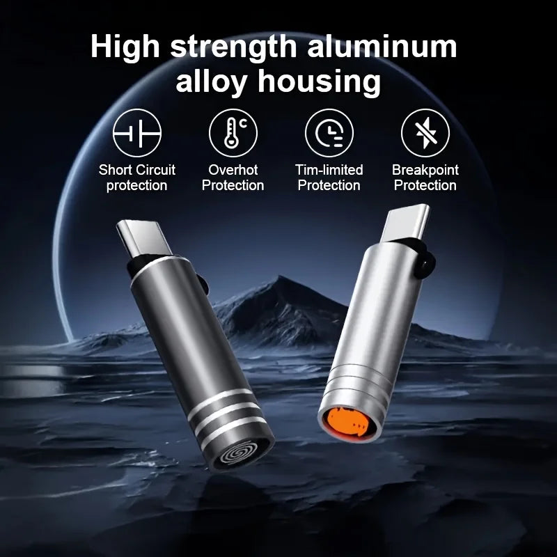 USB C Emergency Lighter, Aluminum Alloy Battery Free Lighter for Camping RV Travel, Phone OTG Powered Auto Off