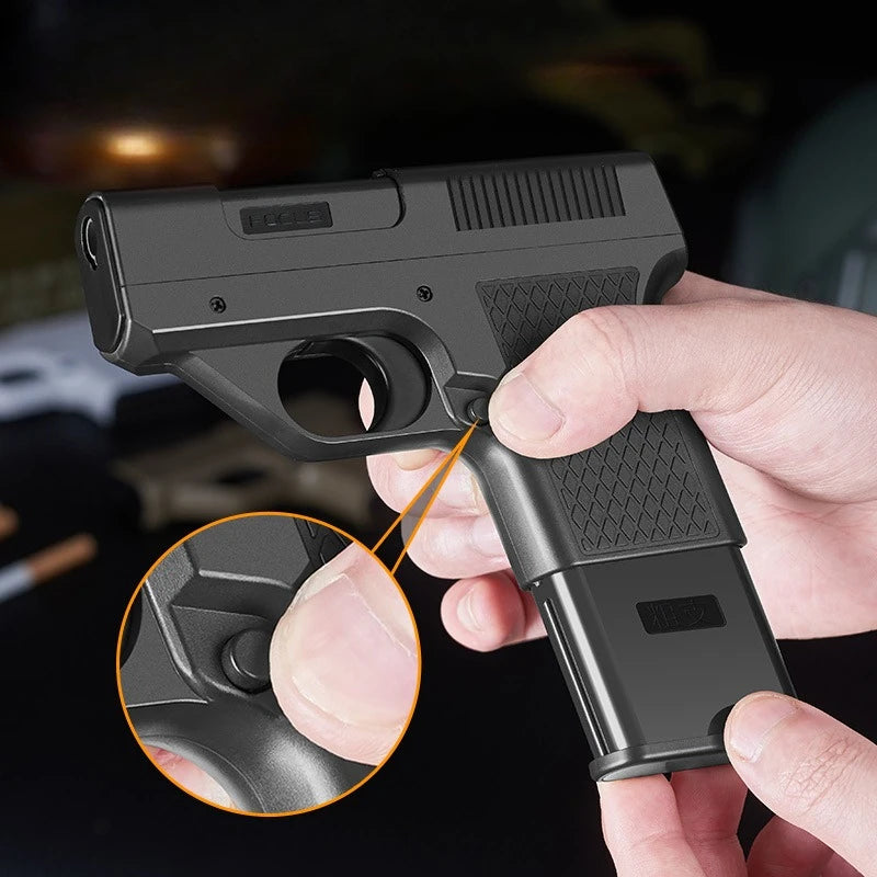 Plastic Clip Gun Type Butane Gas Lighter Three Capacity Cigarette Holder Windproof Jet Blue Flame Lighters Men's Gifts (NO GAS)