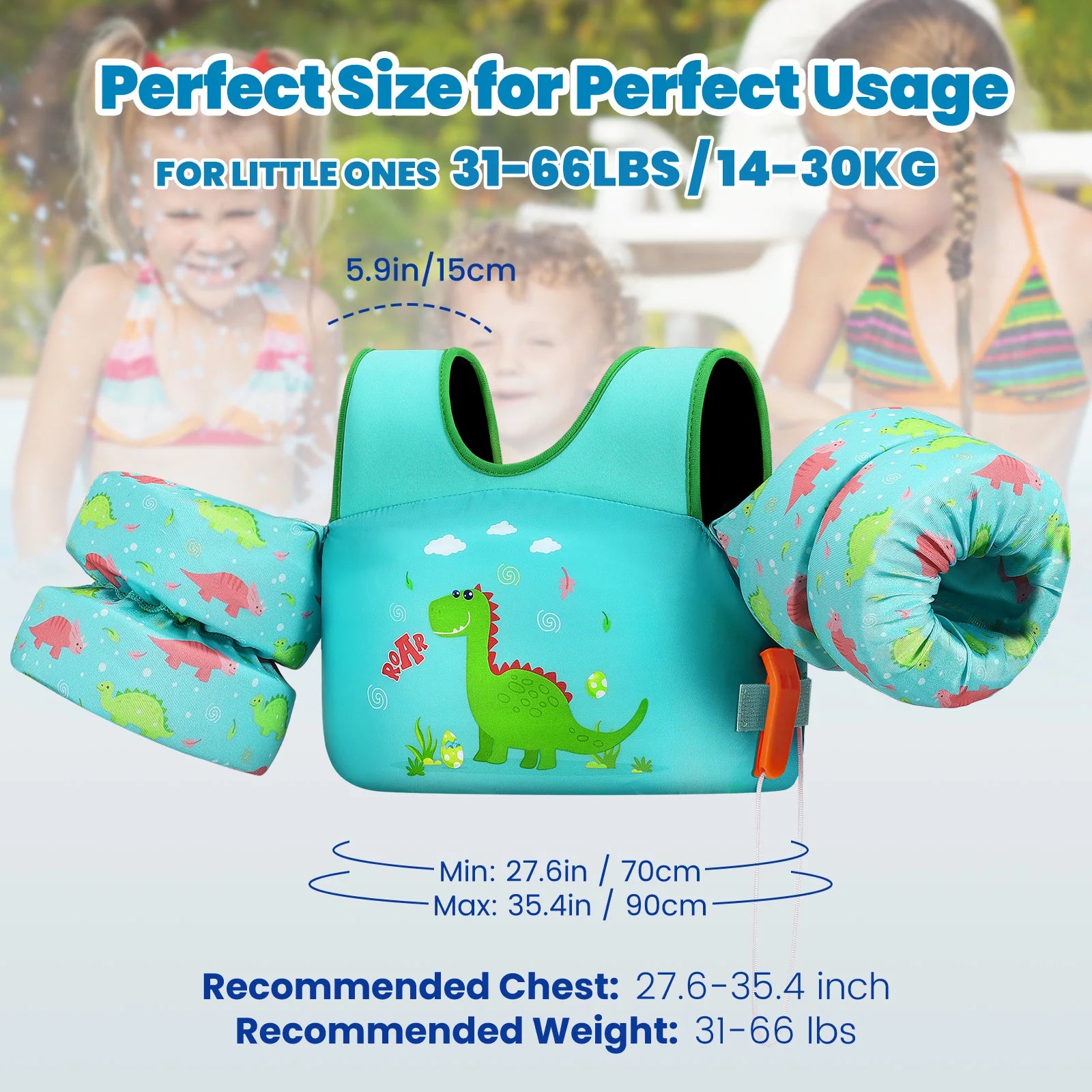 Kids Life Vest Children's Swimming Arm Float Whistle Child Lifejacket Swimsuit Foam Safety Swimming Pool Accessories for kayak