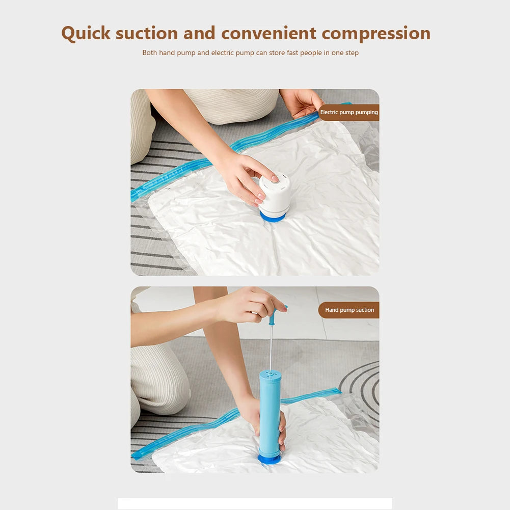 Folding Vacuum Storage Bags | Hand Pump Included | Blankets Clothes Pillows | Space Saving