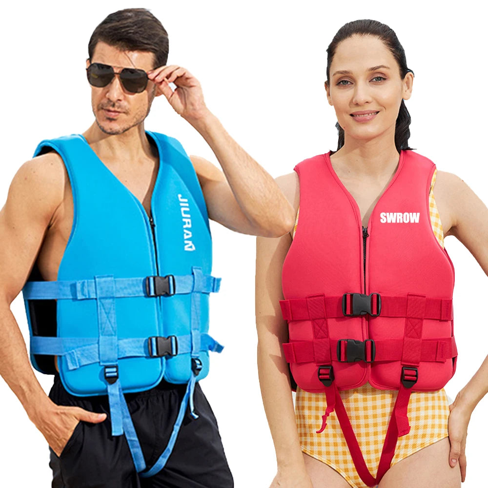 Portable fashion adult children's life jacket neoprene swimming life jacket water sports fishing kayak surfing life jacket 2023