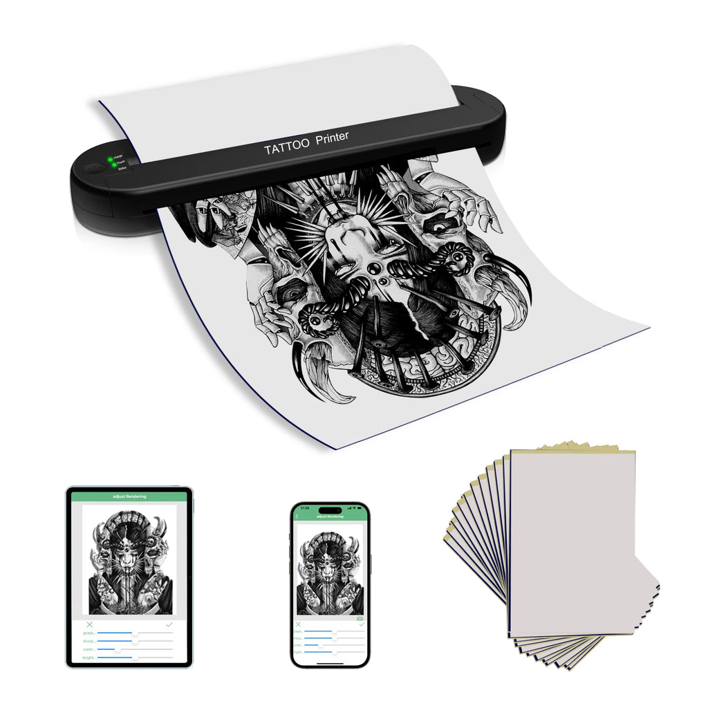 Yilong Ats886 Tattoo Printer Wireless Tattoo Stencil Printer Professional Thermal Transfer Bluetooth Portable Printer Copier